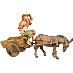 Burro con carro y pastor